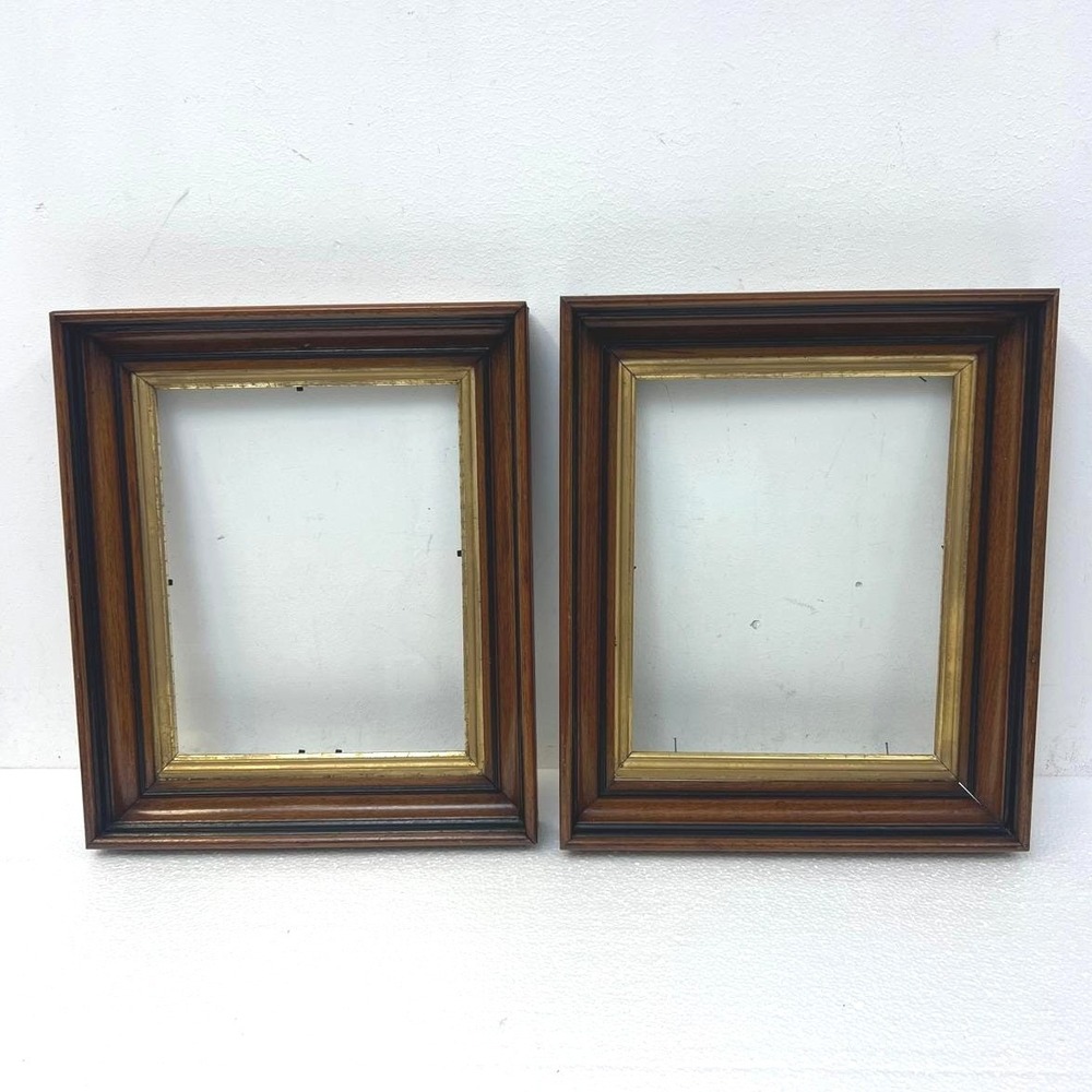 Victorian Carved Wood Picture Frame Pair Deep Gold Trim Fits 8x10 vintage set